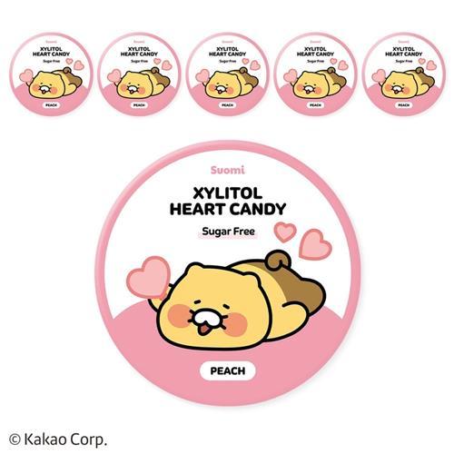수오미 카카오프렌즈 자일리톨 하트 캔디 복숭아향 (무설탕) 세트