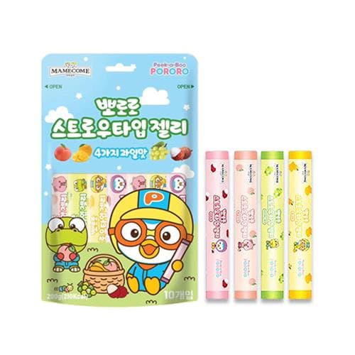 뽀로로 스트로우타입 젤리 4가지 과일맛 (리치/복숭아/샤인머스켓/망고)