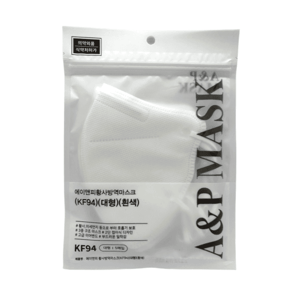 2D 에이앤피 새부리형 황사방역 마스크 KF94 (대형/백색/지퍼백포장)