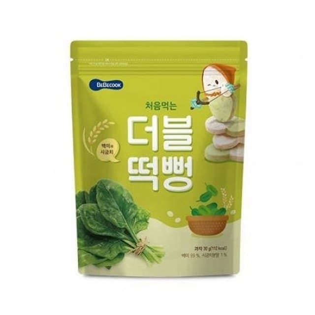 베베쿡 처음먹는 더블떡뻥 백미와 시금치