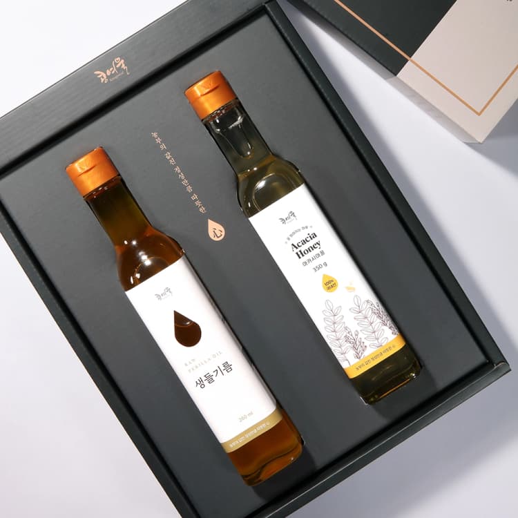 [콩여울] 정담고을4호 생들기름260ml+아카시아꿀350g