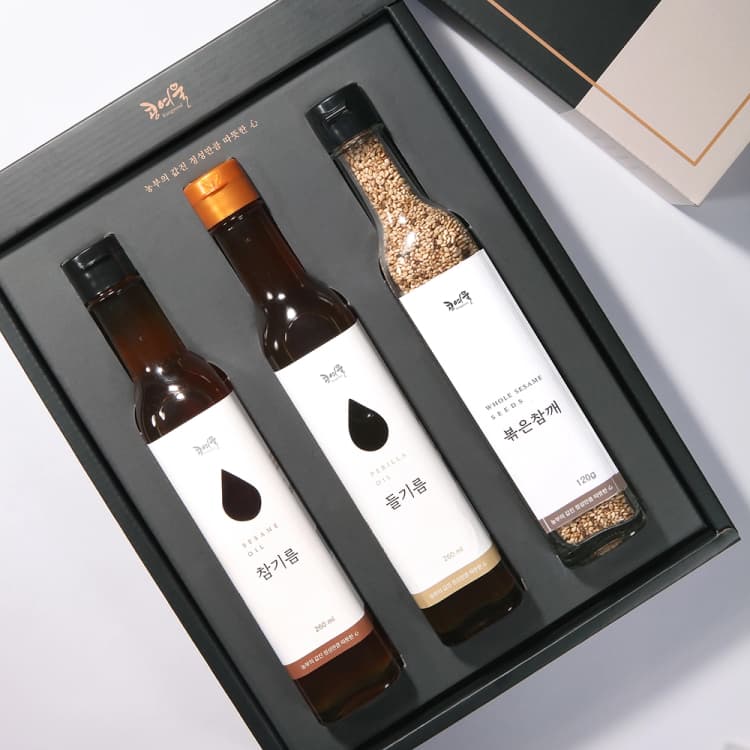 [콩여울] 고창예찬6호 참기름260ml+들기름260ml+볶은참깨120g