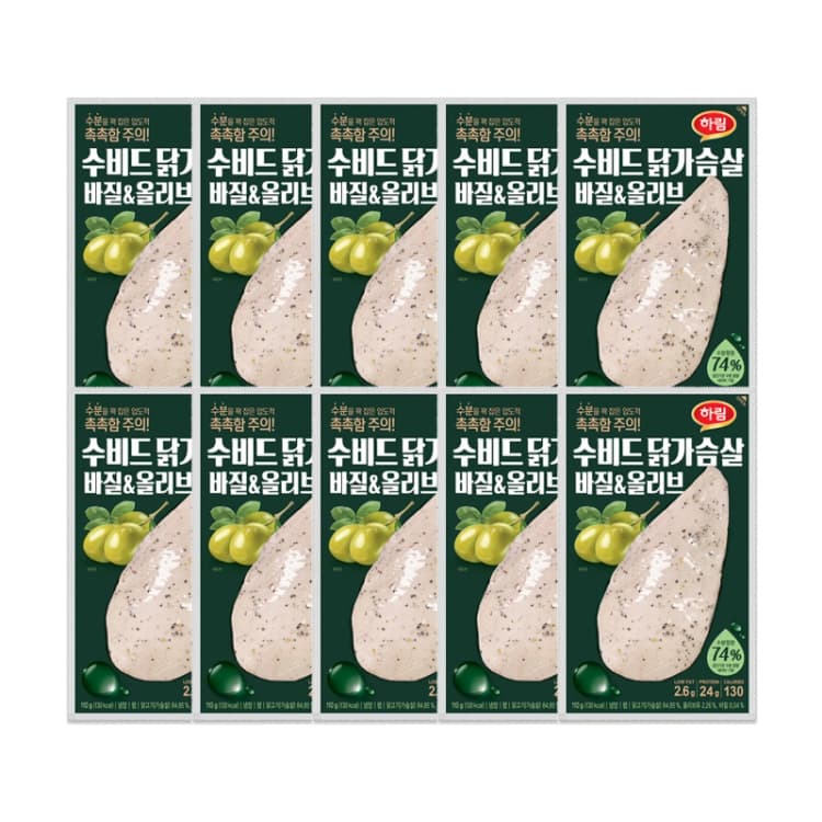 [하림] 수비드 닭가슴살 바질&올리브 100g 10개