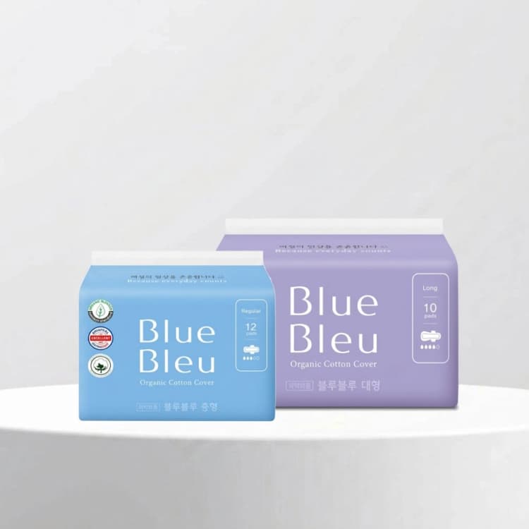 [블루블루] 유기농 순면 울트라슬림 생리대  중형(12P) 2EA + 대형(10P) 3EA